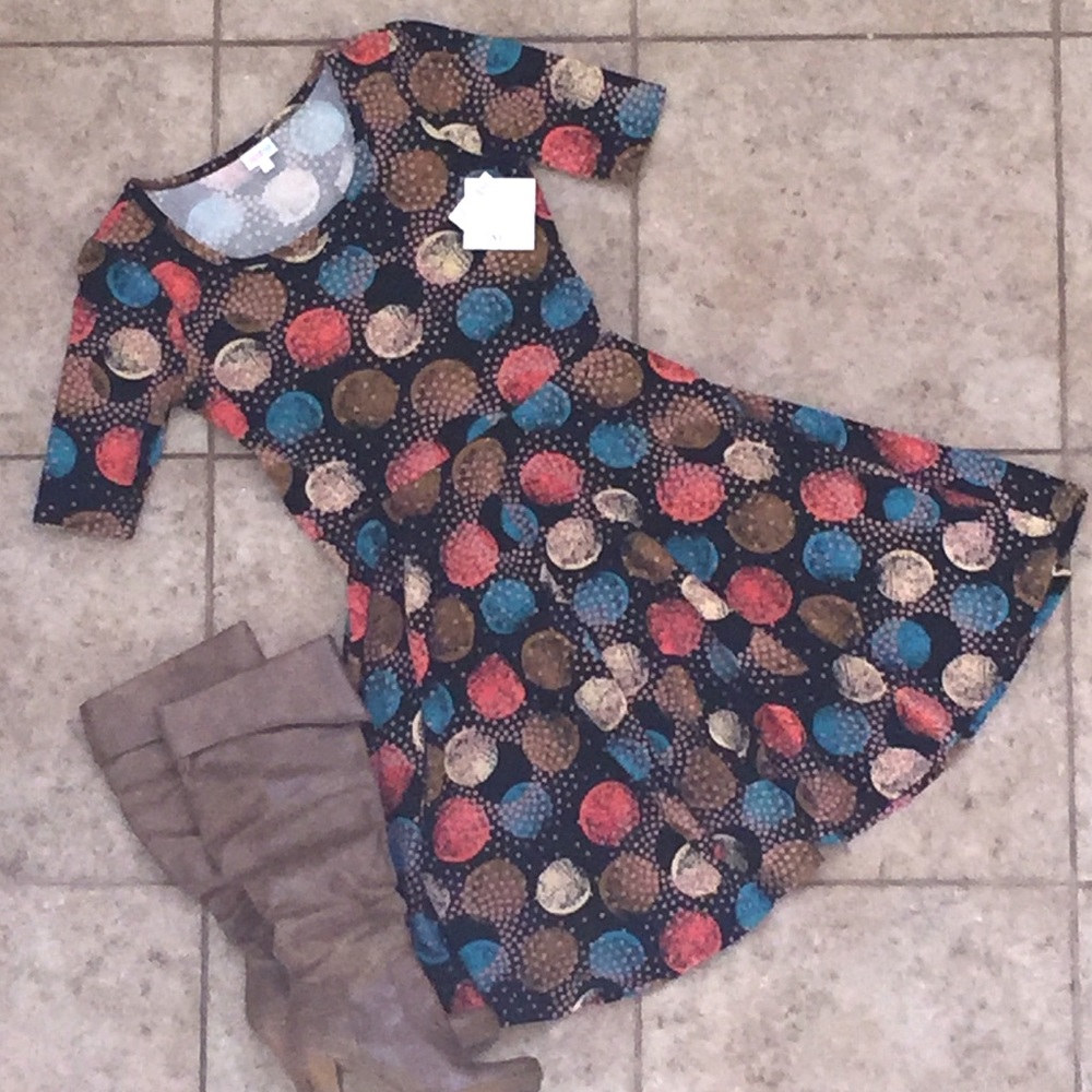 LuLaRoe Nicole dress - XL, black with polka dots